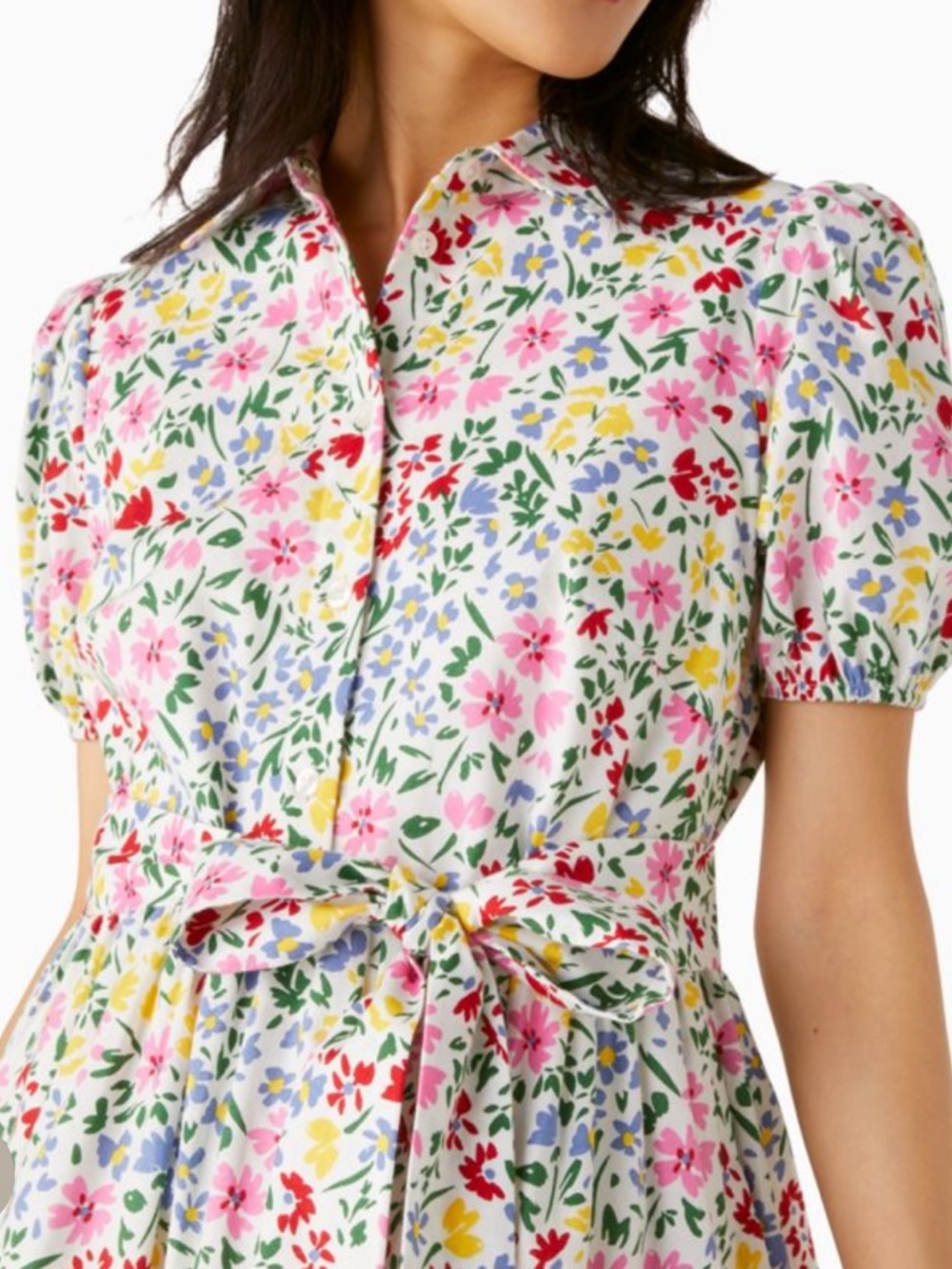Kate Spade Shoreside Floral Summer Poplin Dress with Tie Waist, Lined. XS